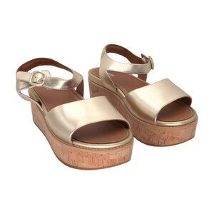 Fitflop Gold Metallic Cork Platform Sandals